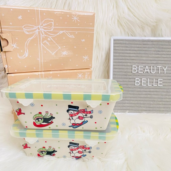 Temptations Christmas ceramic bake dishes with lids - Picture 1 of 8